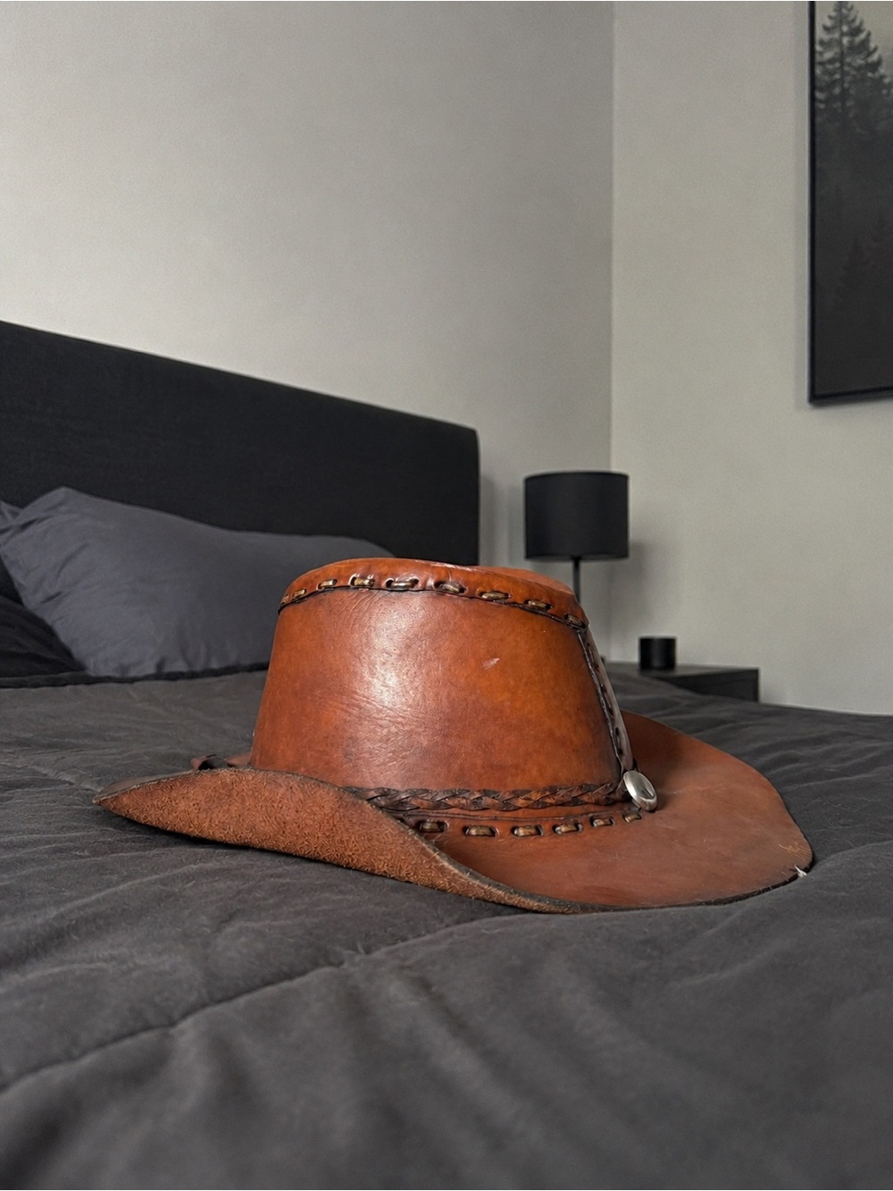 Men's Leather Western Hat - Brown